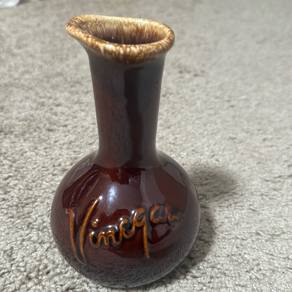 Vintage Hull/USA Brown Drip Glaze Vinegar Jar